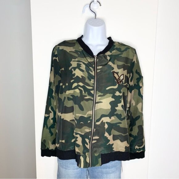 City of Angels Army Bomber Jacket Zip front Lightweight Green Size Small - Picture 2 of 16